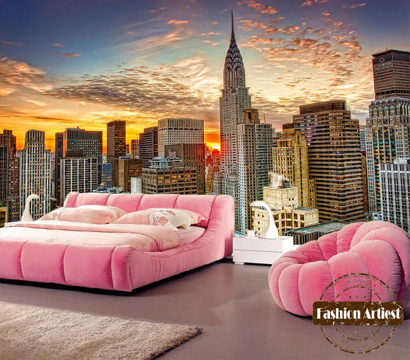 Custom 3d wallpaper mural New York modern city scenery dawn ... Custom 3d wallpaper mural New York modern city scenery dawn ...
