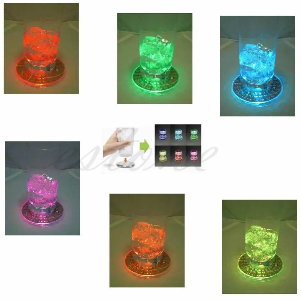 

1X LED Coaster Color Change Light Up Drink Cup Mat Tableware Glow Bar Club Party