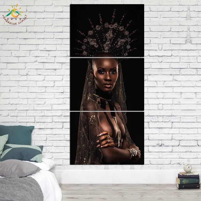 Black African Queen Wall Art HD Prints Canvas Art Painting Modular