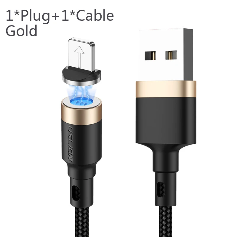 USLION 3A Магнитный кабель для быстрой зарядки Micro usb type C для iPhone huawei samsung Xiaomi кабель провод type-C Магнитный кабель для зарядного устройства - Цвет: Gold