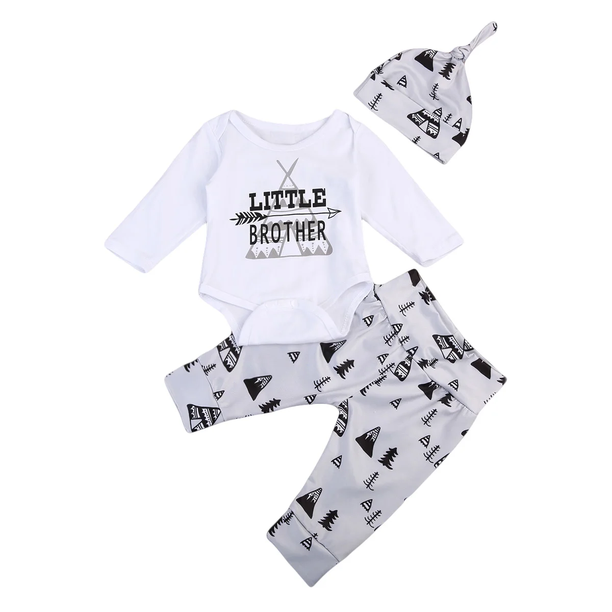 

pudcoco Infantil Toddler Newborn Baby Boy clothes set litter borther romper Tops Pants hat 3Pcs Outfits Set autumn baby Clothes