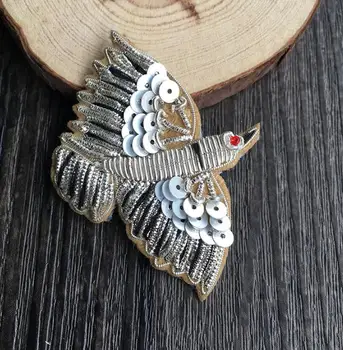 

Partridge Silk Emboridered Patch Brooch India Silk Wire Handmade Embroidered Badge Fabric Patch for Fashion Clothing