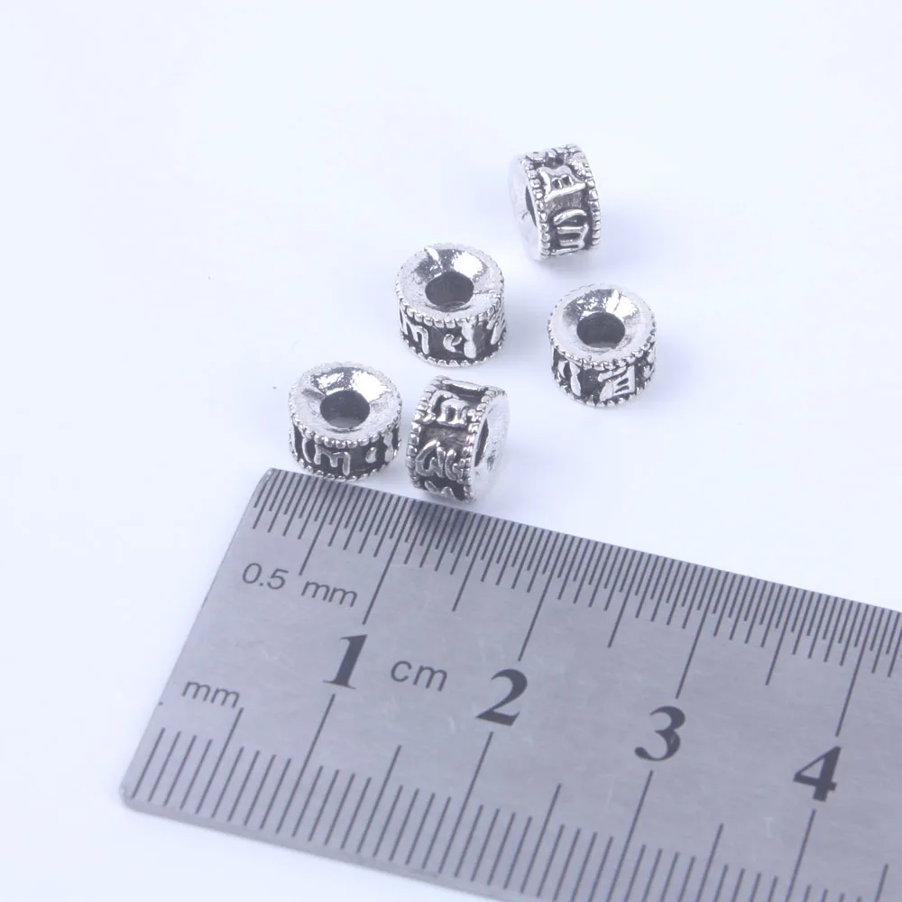 40 шт./лот 4 мм* 7 мм тибетский серебряный шесть слов разделитель бусины поставки для изготовление браслета ожерелья металлические фурнитура