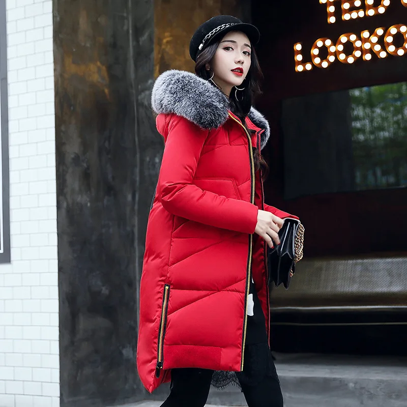 Coton Épaissir Femme rose Veste Noir Vers Hiver Genou army Rembourré Le Pour Les Noir Outwear Parkas Nagymaros Capuchon Manteau Femmes Green Bas rouge À Belle Vestes bleu EnX4wqY40