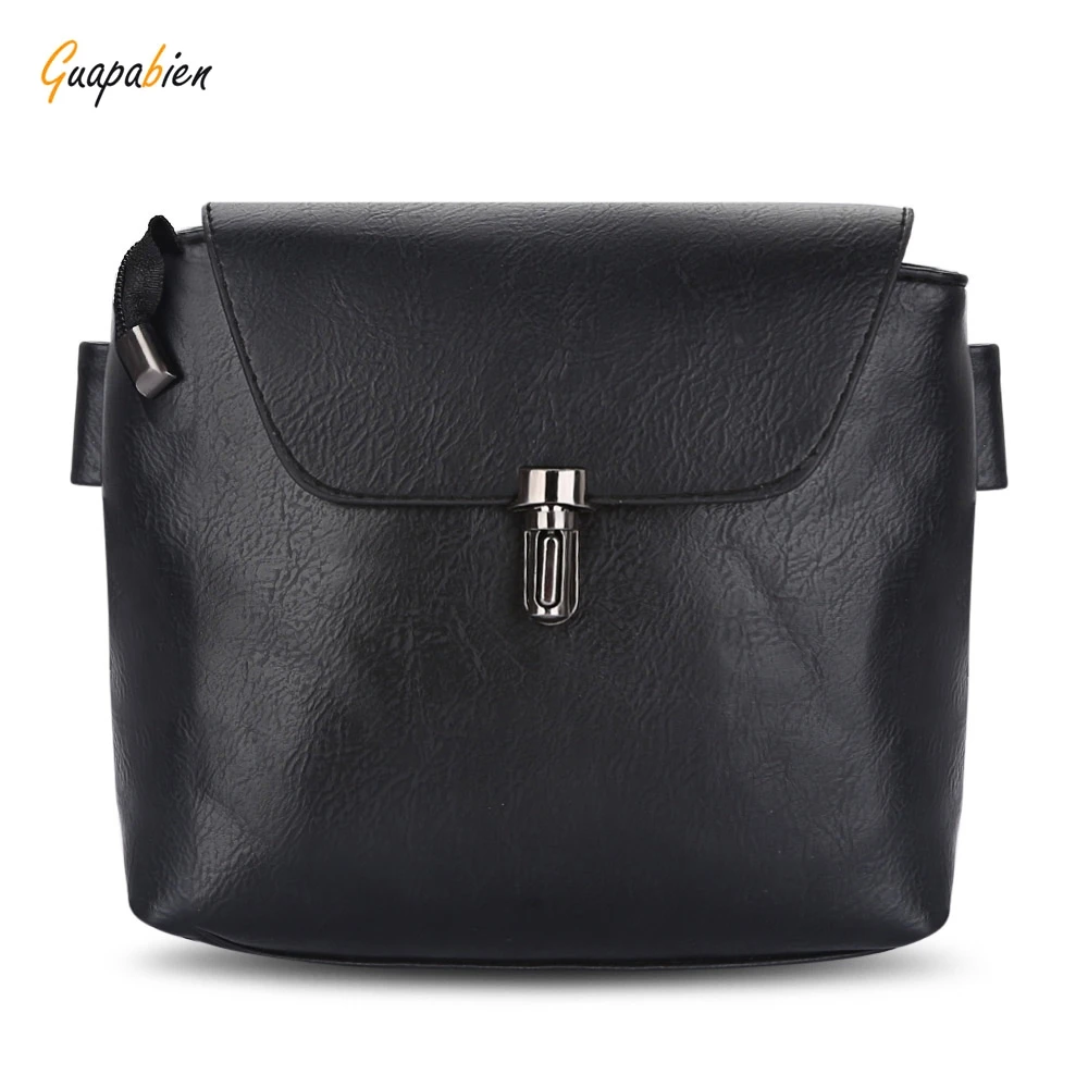 

Guapabien Insert Lock Single Thin Strap Brand Leather Pothook Crossbody Messenger Bags Small Bucket Bags Women Shoulder Bag
