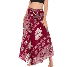 Womaillong юбка летняя Бохо Женская длинная в стиле хиппи бохо цыганские цветы эластичный Цветочный Пояс юбка faldas largas mujer