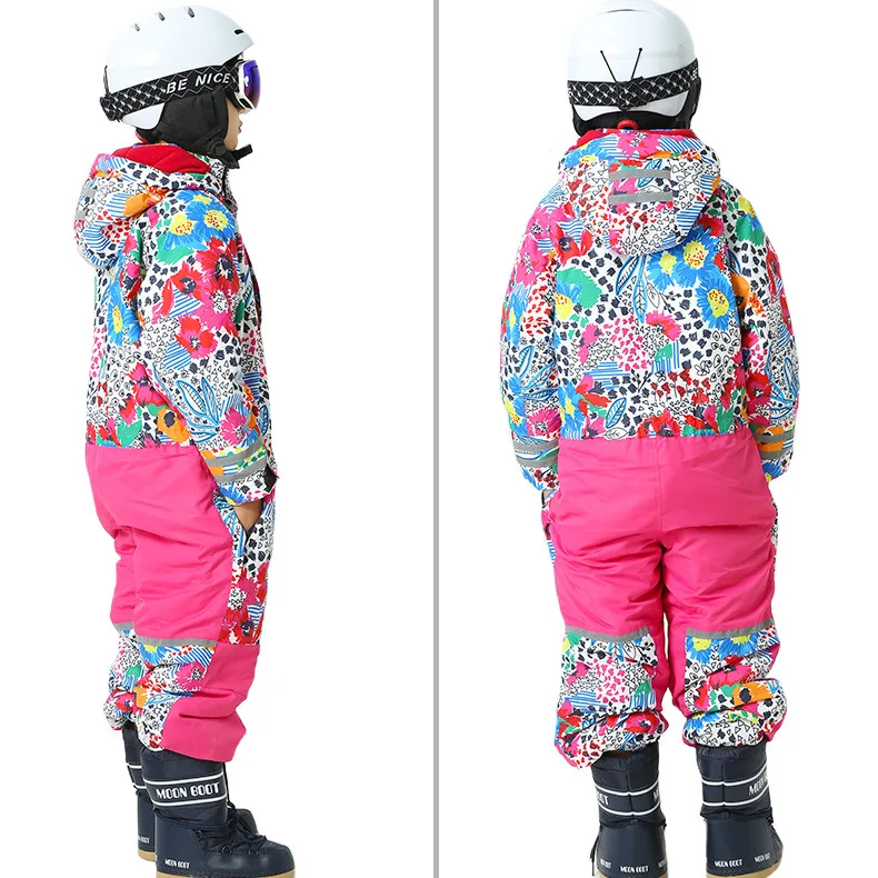 Лыжный костюм для мальчиков, ветрозащитный флисовый комбинезон для девочек, зимний цельный Детский зимний костюм с капюшоном, детская одежда с героями мультфильмов