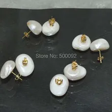 10 пар 12-15 мм белый жемчуг барокко серьги-гвоздики ASOS