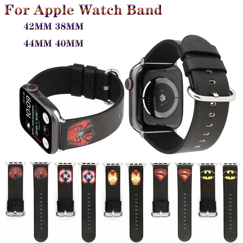 Marvel Cartoon Stijl Riem Voor Apple Watch Band 42/38Mm Lederen Band Apple  Watch 4 44/40Mm Armband voor Iwatch Serie 5 4 3 2 1|Watchbands| - AliExpress