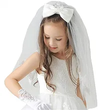 Свадебные вуали с цветами для девочек, вуаль для первого причастия, свадебные аксессуары, Аппликации, банты с гребнем, Тюлевая Фата, Voiles Fille
