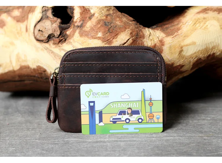 Мужской мини-кошелек из натуральной воловьей кожи, модный, короткий, деловой, кредитный держатель для карт, передний карман, маленький кошелек для монет, ручная работа