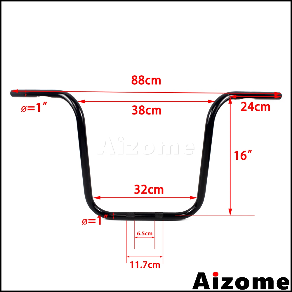 Универсальный мотоцикл " руль 16" Rise Wide Ape вешалка для Harley Кафе Racer Chopper Bobber Пользовательские черные ручки бар