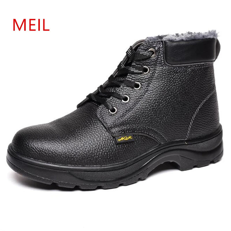 Winter Safety Boots For Men Leather Work Safety Shoes Steel Toe
