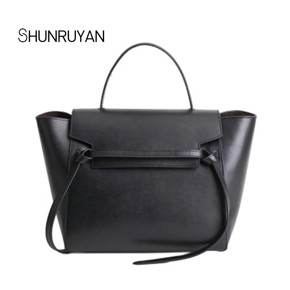 

SHUNRUYAN Genuine Leather Brand Design Women Bag Shoulder Bag Casual Handbag Palm Pattern Cowhide Trapeze Small Crossbody Bags