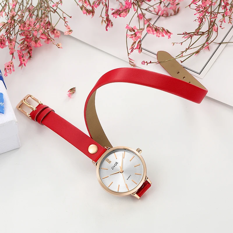 

zivok Fashion Brand Women Bracelet Watch Red Long Leather Lovers Quartz Wrist Watches Clock Relogio Feminino Women's Watches
