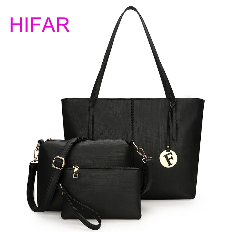 

3 Pcs/Set Pu Leather Women Bag High Quality Casual Female Handbag Large Capacity Composite Bag Big Women Shoulder Bag Sac A Main
