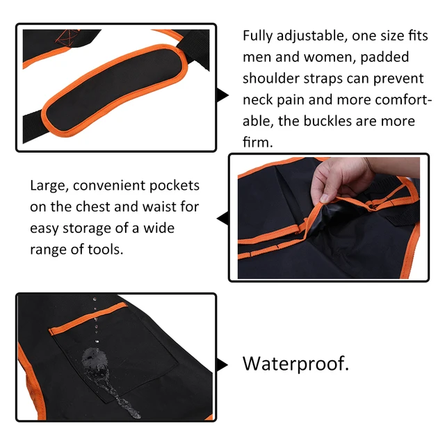 Multifunctional Portable Adjustable Canvas Work Apron with Multiple Pockets and Buckles for Tools Storage Tool Container