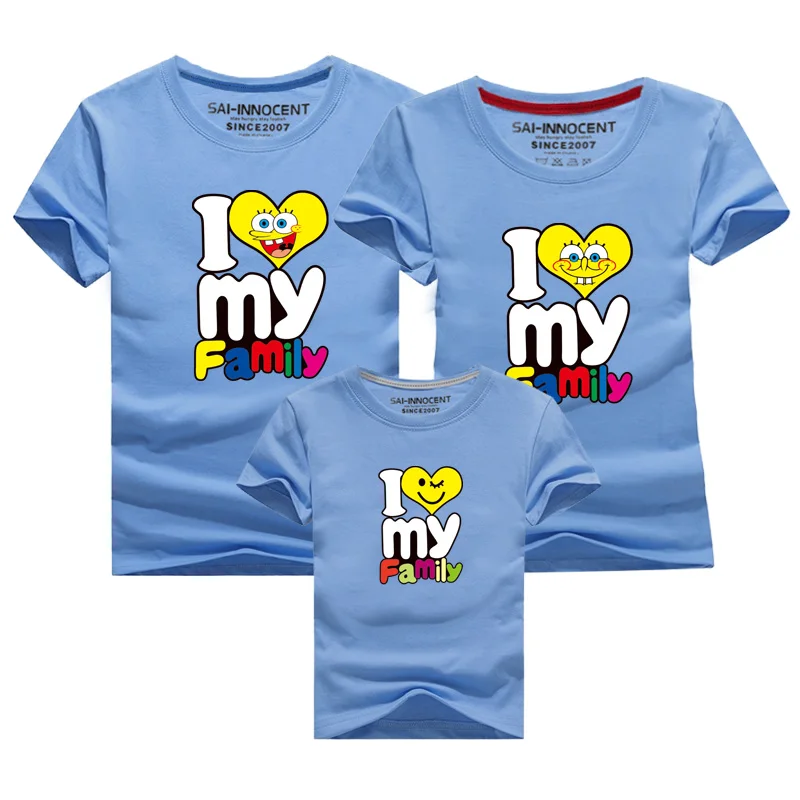 1 шт. одинаковые летние футболки с надписью I love My Family для папы мамы сына и дочки