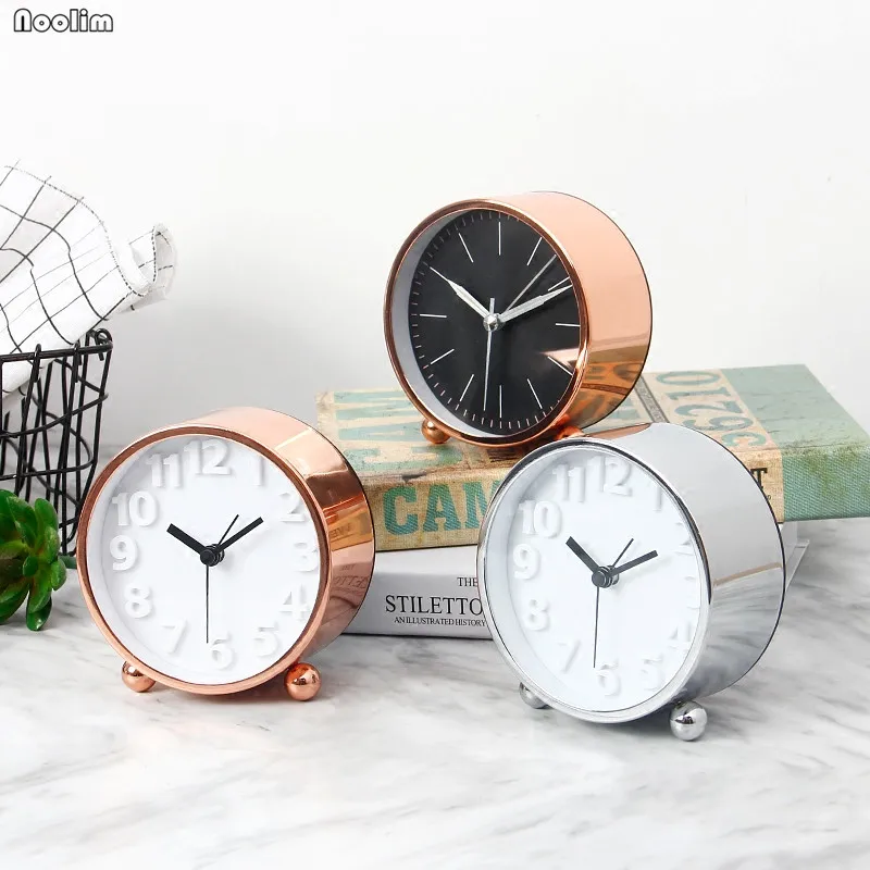 

Nordic Simple Alarm Clock Mute Bedside Table Clock Metal Creative Fashion Modern Personality Living Room Desktop Display Clock