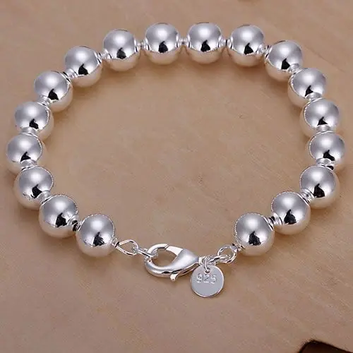 

H136 925 delicate silver bracelet, 925 delicate silver fashion jewelry 10mm Solid Beads Bracelet /afjaiwqa axpajowa