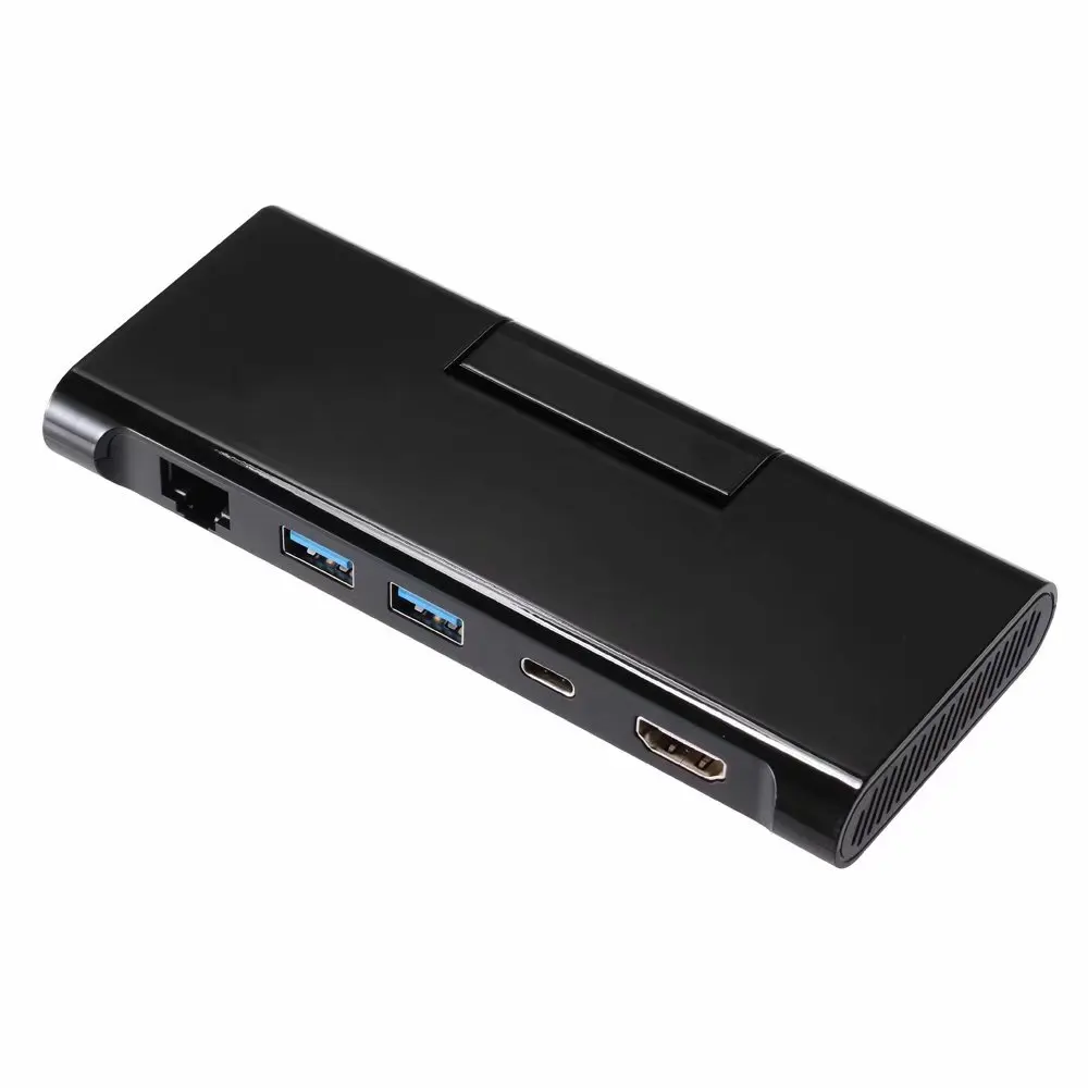  Type C Docking Station with Phone Stand Charger USB C to HDMI RJ45 USB3.0 HUB for MacBook Samsung H