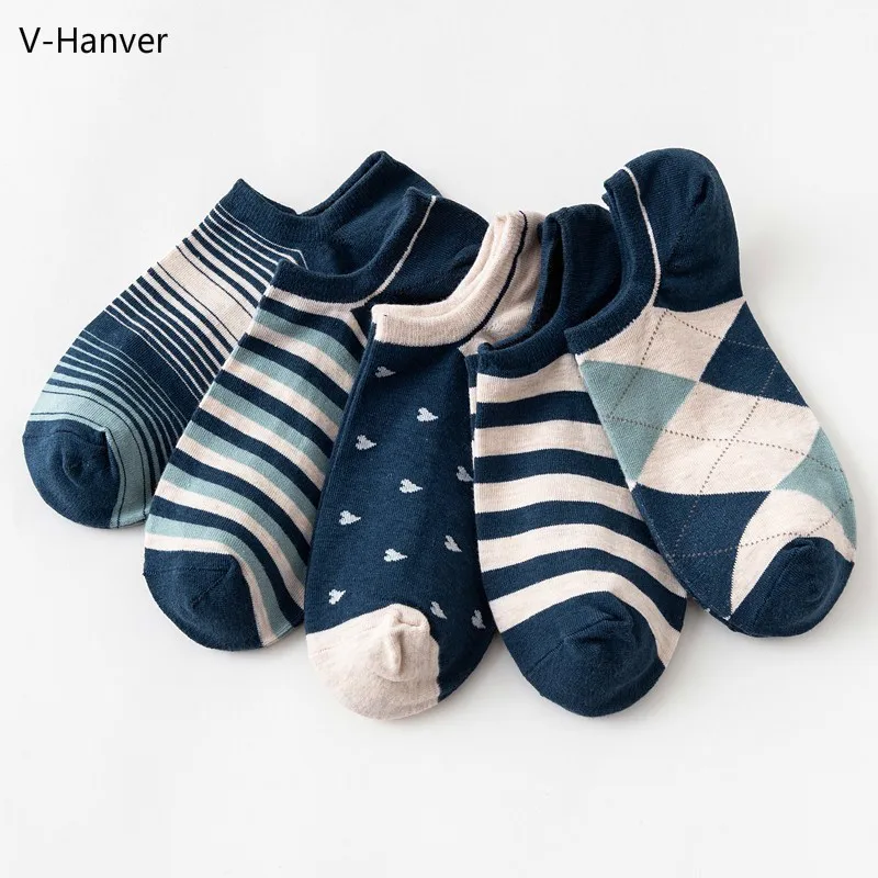 

V-Hanver New Design Male Unisex Men Socks Stripe Patchwork Style Fashion Cotton Printing Tube Socks Floor Christmas Socks