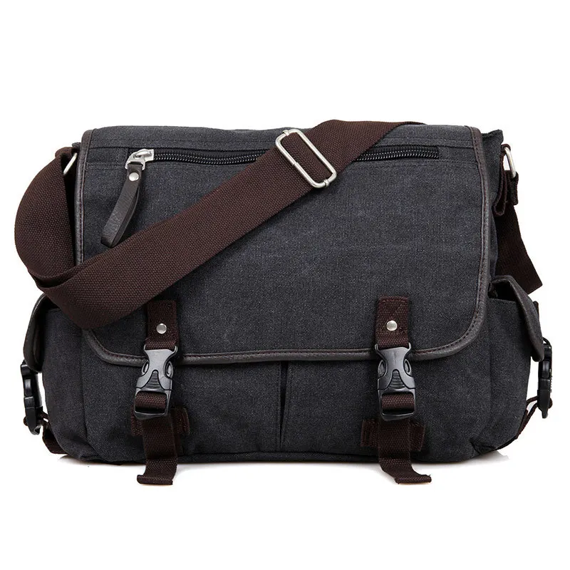 

High quality canvas men's handbag casual satchel shoulder bags fashion black large capacity men school crossbody messenger bags