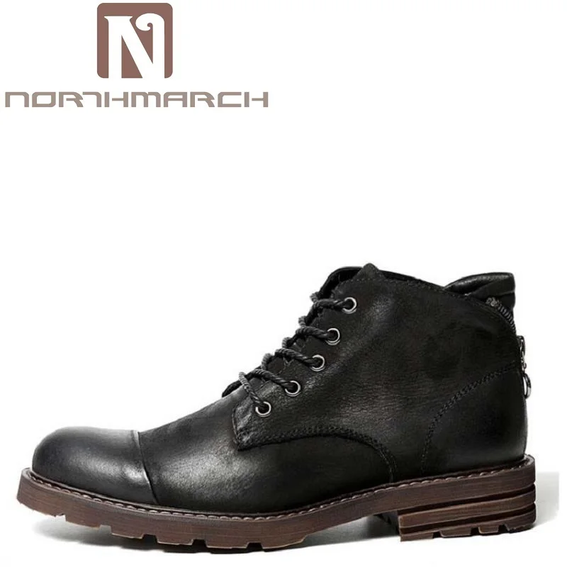 Northmarch Пояса из натуральной кожи ботинки Martin для Для мужчин новые зимние Водонепроницаемый Кружево до Обувь короткие Элитный бренд рабочих