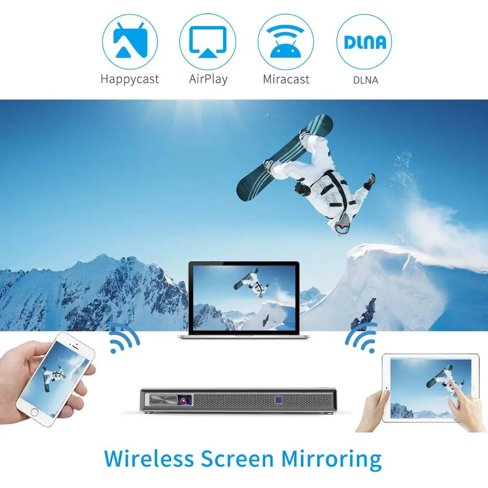 Vivicine T5 4k мини-проектор, Android 6,0 Bluetooth 4,2, 4000 мАч батарея, умный HDMI USB PC игровой мобильный проектор Vivicine T5 4k мини-проектор, Android 6,0 Bluetooth 4,2, 4000 мАч батарея, умный HDMI USB PC игровой мобильный проектор