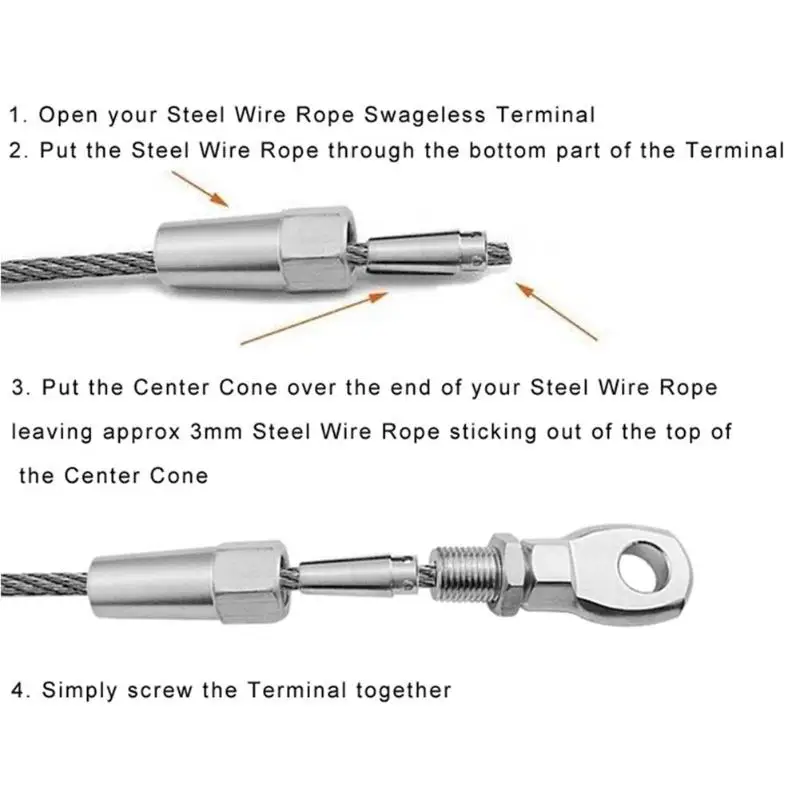 316 нержавеющая сталь бессвинцовый глаз терминал провода соединитель каната Guardrail аппаратный инструмент DIY фитинг такелаж для дома перила