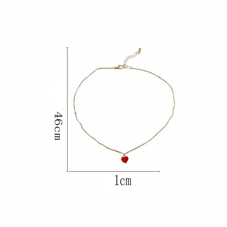 Модная женская одежда аксессуары ожерелье красные сердца ключицы цепь с минималистичным ключицы цепь ожерелье для женщины