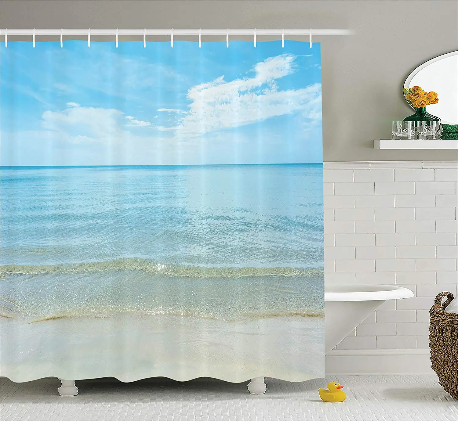 Ocean Decor Shower Curtain Bright Sunny Summer Day At The Sandy Beach