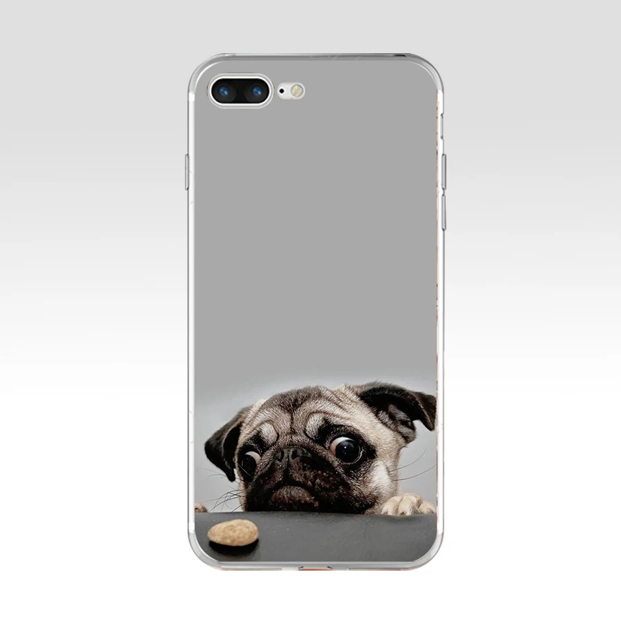 186AQ я люблю для собак Мопсов животных Мягкий ТПУ силиконовый чехол для Apple iPhone 6 6s 7 8 plus чехол