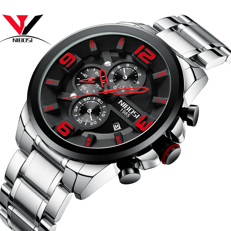 NIBOSI мужские часы Reloj Hombre 2019 s лучший бренд класса люкс кварцевые с большим