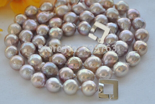 

xiuli 0014265 Lavender round keshi reborn freshater pearl necklace 33inch
