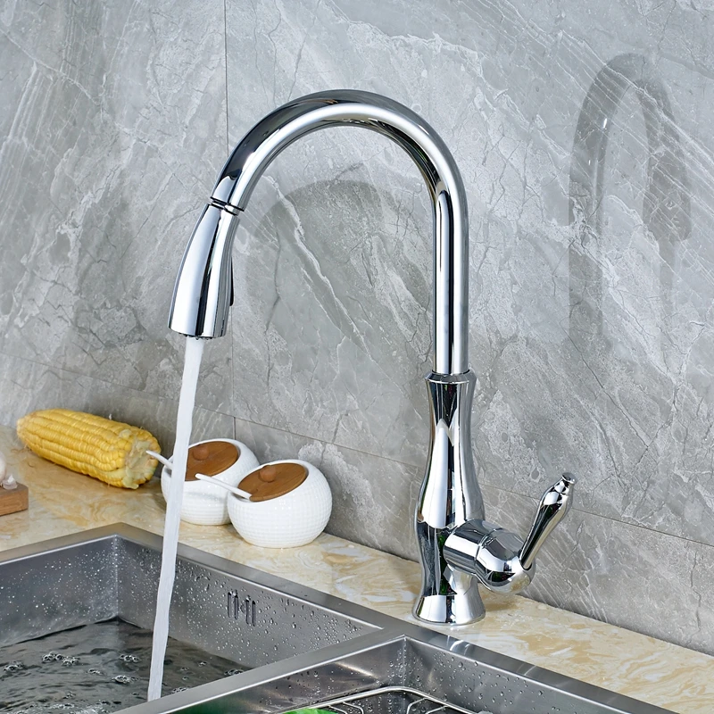 

Uythner Modern Single Handle Hole Chrome Polish Kitchen Faucet Mixer Tap Deck Mounted