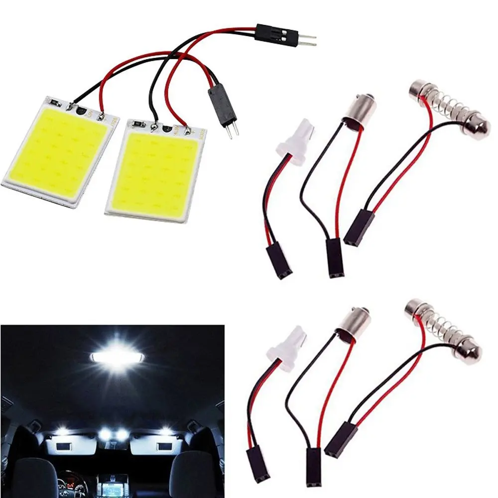 DC 12V Panel 18 SMD COB LED BA9S T10 Festoon Dome Plate Car Interior Light