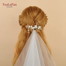 YouLaPan HP168 Accesorios nupciales para el cabello hechos a mano de perlas de agua dulce peineta de oro para novia boda pelo peine nupcial novia