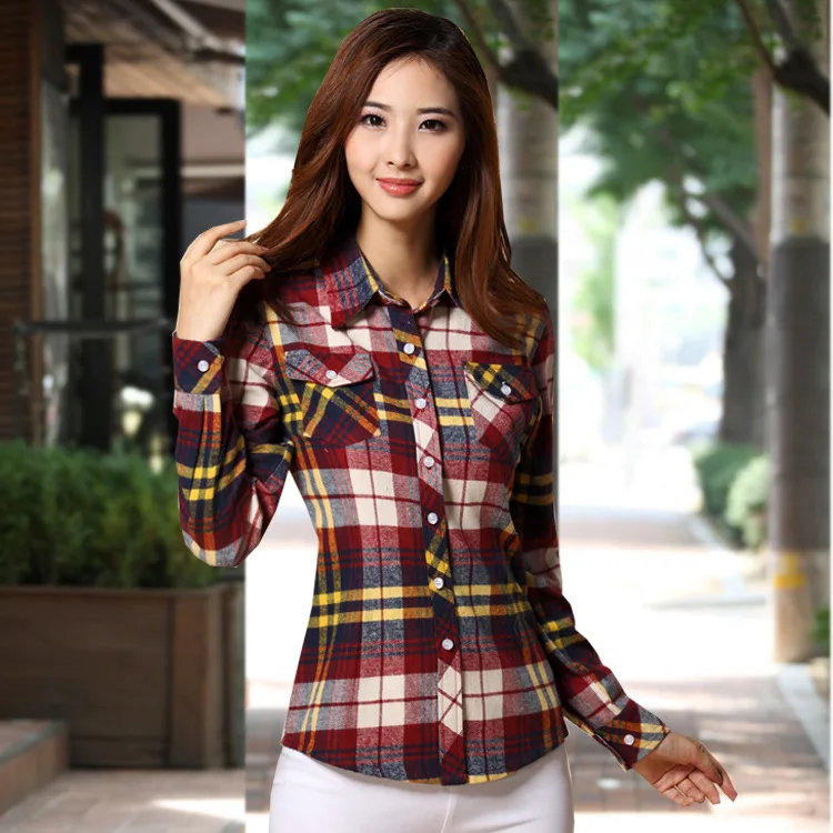 long sleeve polo womens checkered