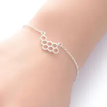 Yiustar Мода милый браслет в виде сот пчелы браслет с Сотами Мёд пчелиные соты браслет с Сотами браслет из шестиугольников B026