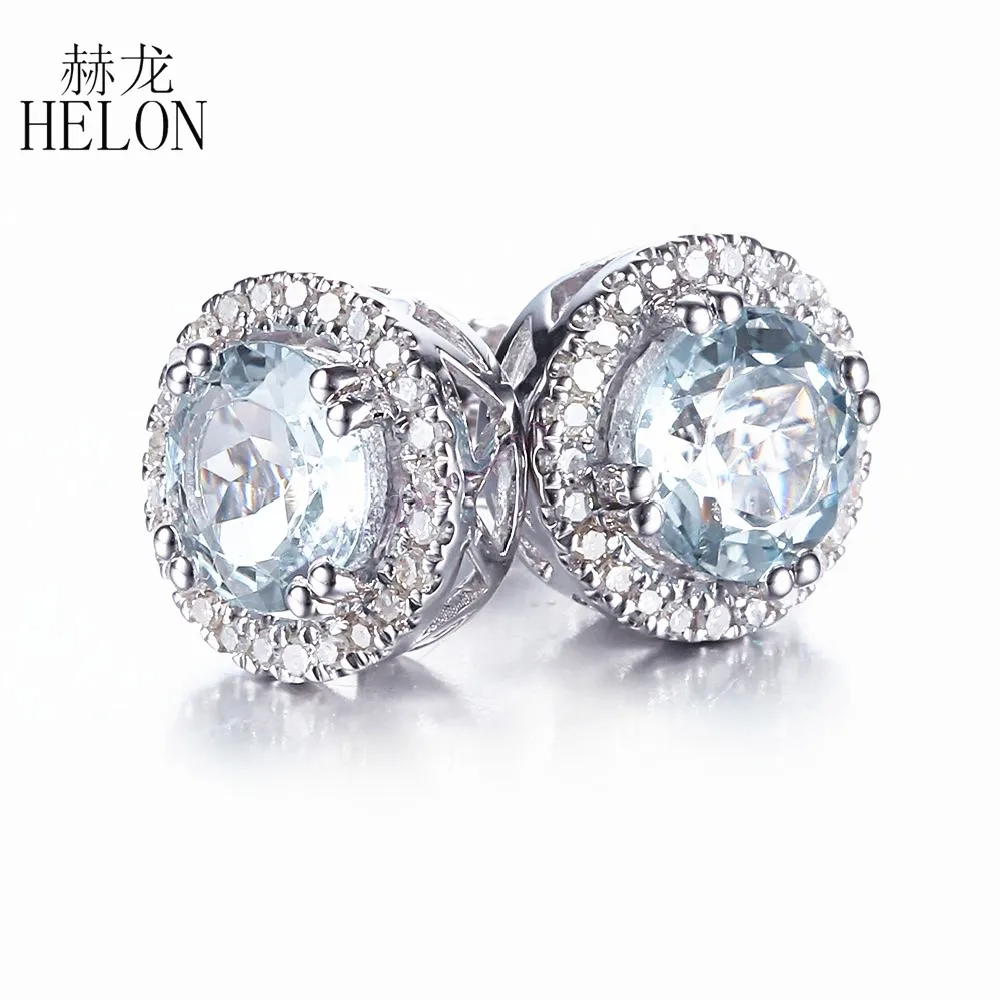 Женские круглые серьги HELON 6 мм бриллиантовые однотонные из белого золота 10 к для