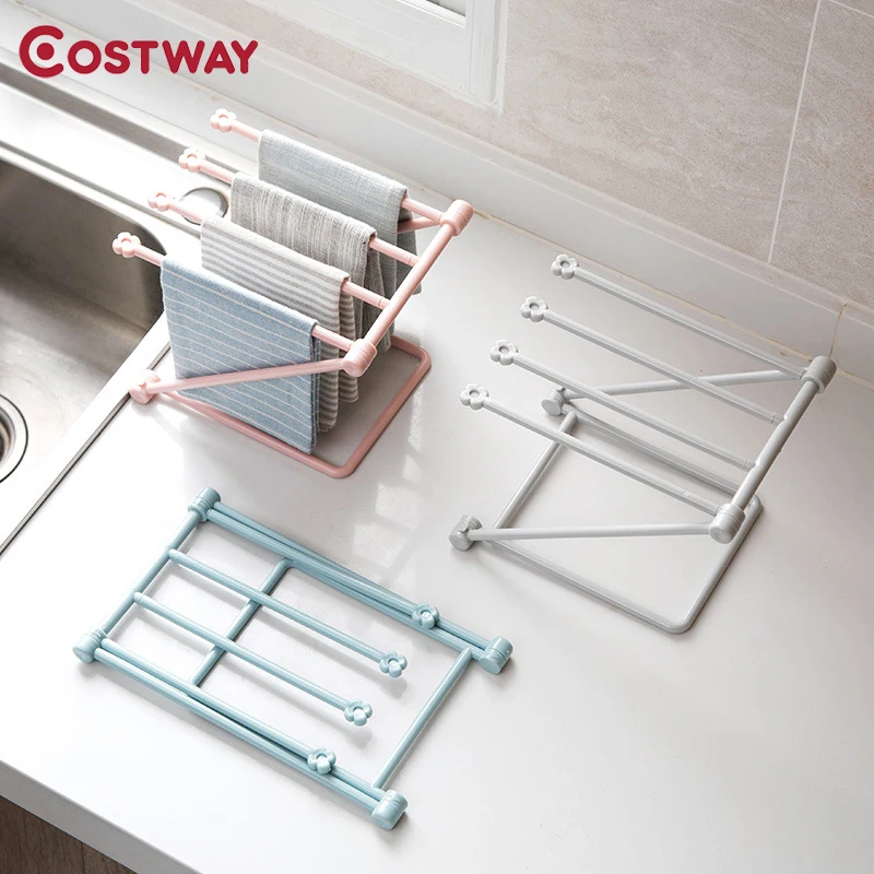 

COSTWAY Plastic Folding Rack Kitchen Towel Rack Storage Rack W0309