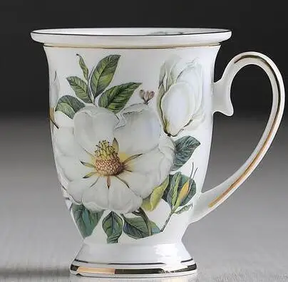 300 мл модная чашка из костяного фарфора, чашка для чая и воды, цветочная керамическая кружка, чашка для молока, королевская кофейная чашка, изысканный подарок - Цвет: A