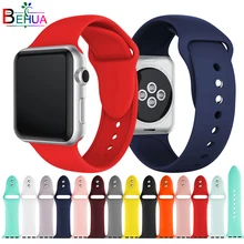 Цветной мягкий силиконовый спортивный ремешок для Apple Watch 38 мм 42 мм 40 мм 44 мм резиновый ремешок для часов iWatch серии 4 3 2 1 браслет