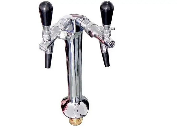 2 Handle adjustable beer faucet beer tower set, Chrome plated Kegerator Tap homebrew, Brass draft beer dispenser beer column set