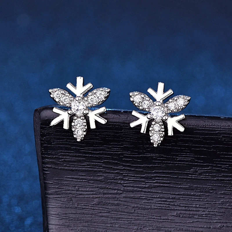 Hot Fashion Earrings Girls Earring Bijoux Splinter Stud For Women Wedding Jewelry Snowflake CZ Wholesale New 2018 | Украшения и