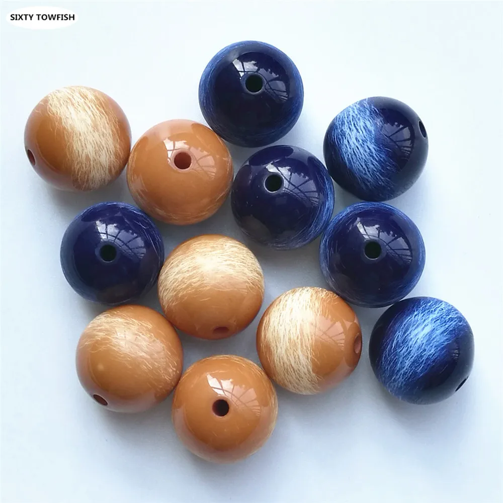50 pcs/lot spherical Handmade Resin Beads Diameter 13mm DIY Hole Beads