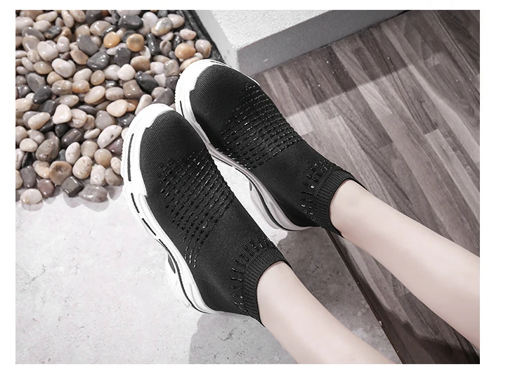 Женская спортивная обувь; Новинка года; Дышащие носки из эластичной ткани; уличные эластичные кроссовки на платформе; женская обувь для бега; M3-80