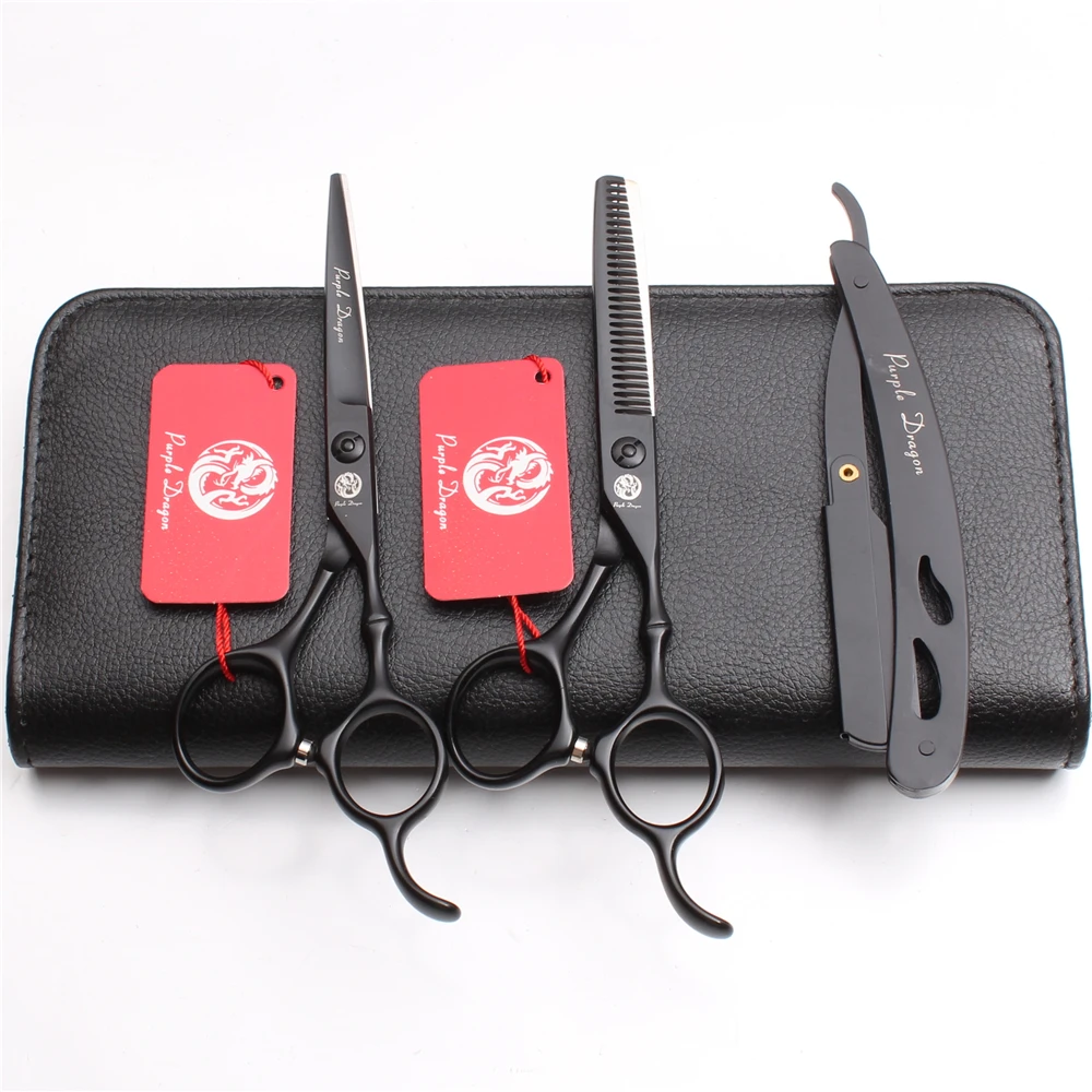 

3Pcs/Set Z9030 5.5'' Japan Steel 440C Professional Hairdressing Human Hair Scissors Razor + Cutting Shears + Thinning Scissors