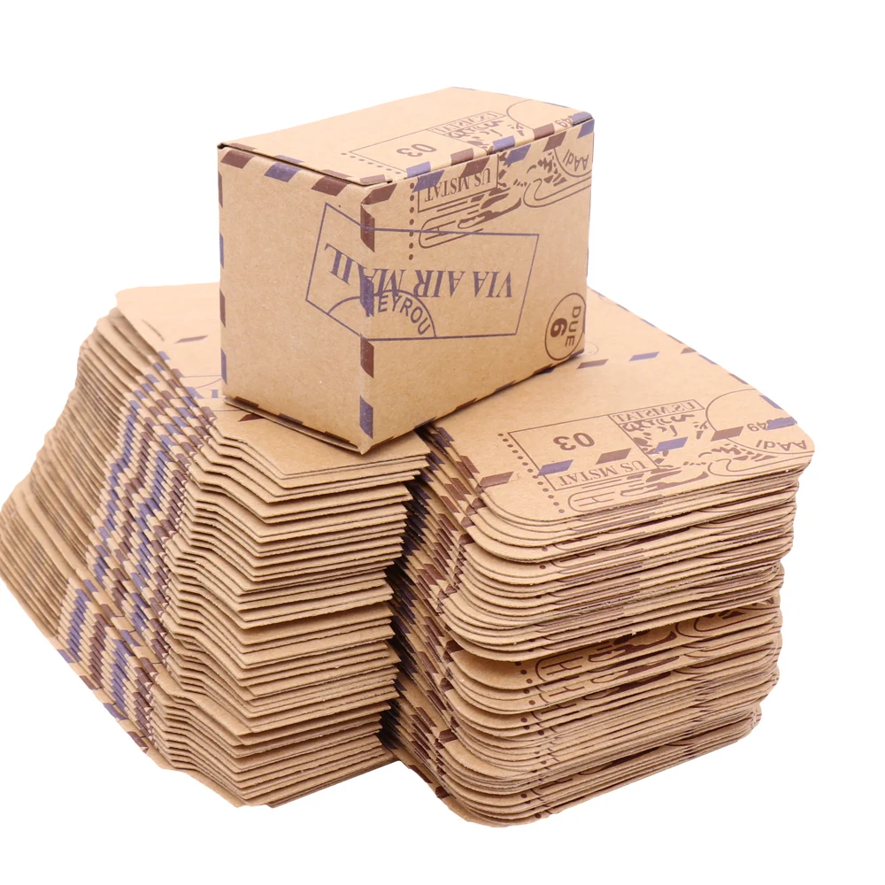 50 шт. штамп дизайн Винтаж свадьбы коробка конфет Бумага подарок посылка Шоколад Крафт коробка для DIY День рождения Свадебная вечеринка поставки